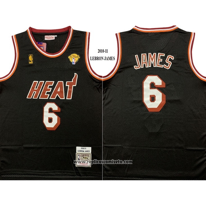 Camiseta Miami Heat LeBron James #6 Mitchell & Ness 2010-11 Negro